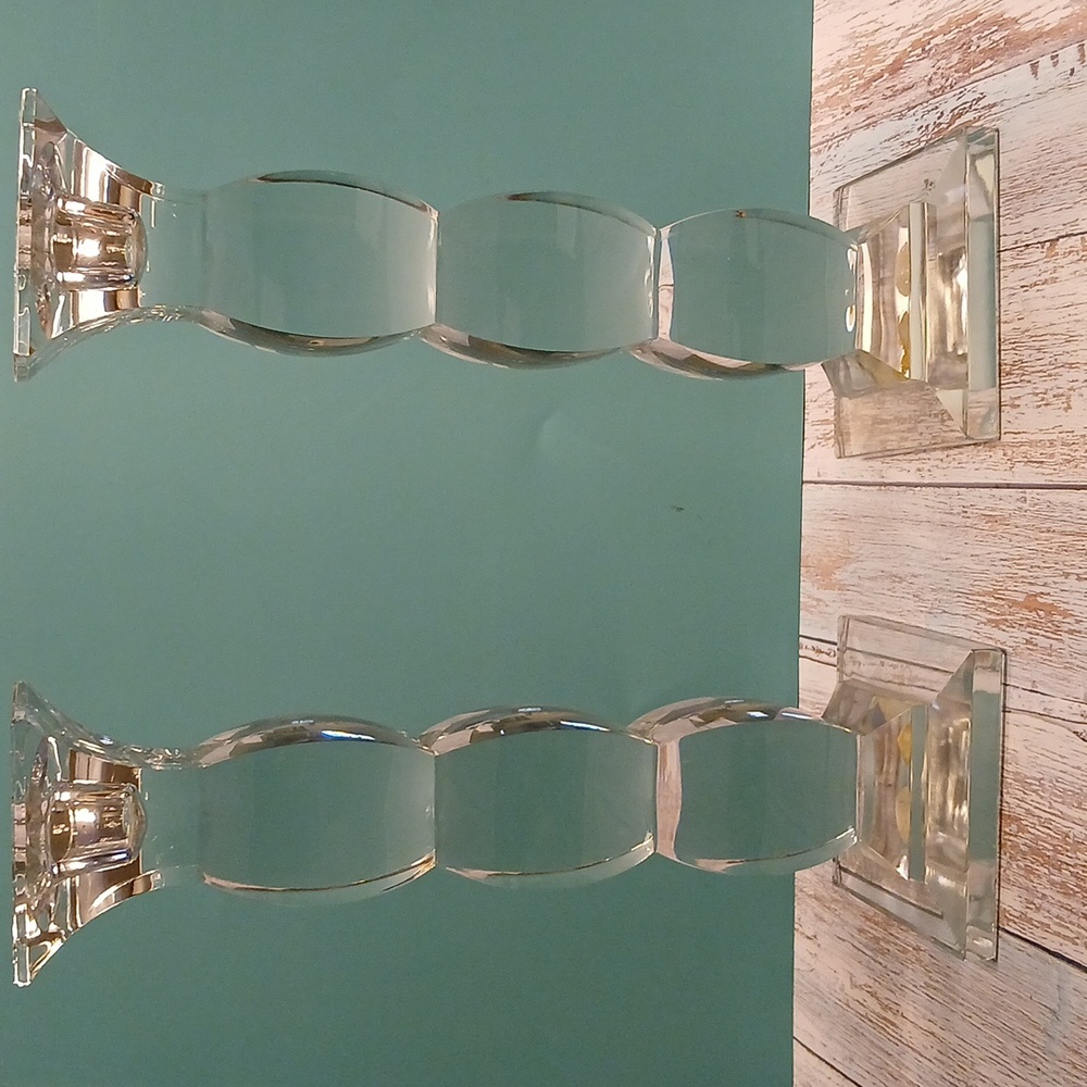 Elegant Clear Glass Bohema Lead Crystal Candle Holders
